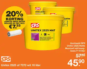 BOUWMAAT SPS Unitex 2525 Matte muurverf wit 10L aanbieding