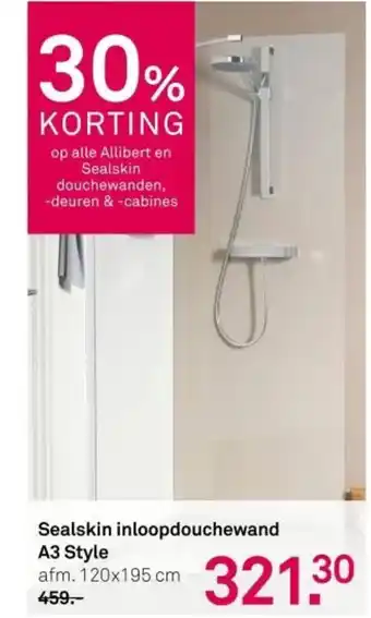 Karwei Sealskin inloopdouchewand A3 Style aanbieding