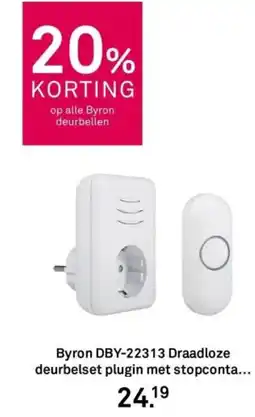 Karwei Byron DBY 22313 Draadloze deurbelset plugin met stopconta aanbieding