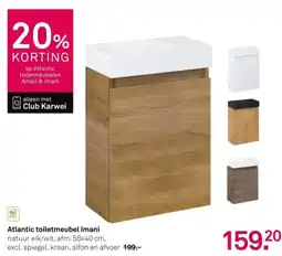 Karwei Atlantic toiletmeubel Imani natuur eik/wit, afm. 58x40 cm, aanbieding