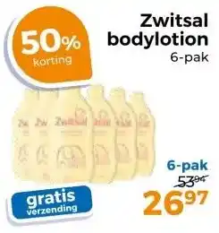 Trekpleister Zwitsal 50% bodylotion aanbieding