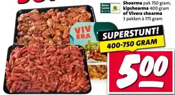 Nettorama Shoarma pak 750 gram, kipshoarma 400 gram of Vivera shoarma aanbieding