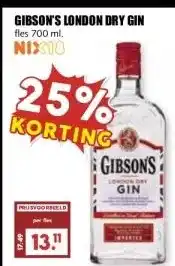 MCD Supermarkt GIBSON'S LONDON DRY GIN aanbieding