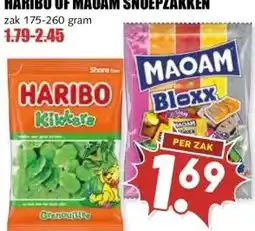 MCD Supermarkt HARIBO OF MAOAM SNOEPZAKKEN aanbieding