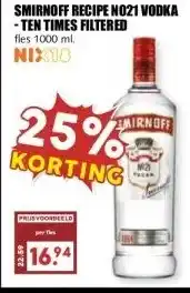 MCD Supermarkt SMIRNOFF RECIPE N021 VODKA -TEN TIMES FILTERED aanbieding