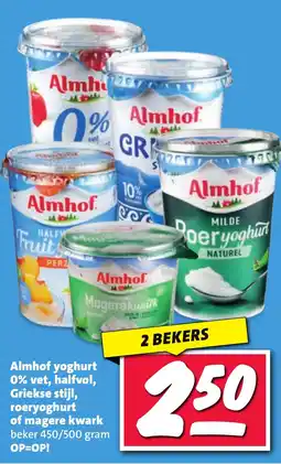 Nettorama Almhof yoghurt 0% vet, halfvol, Griekse stijl, roeryoghurt of magere kwark aanbieding