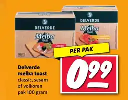 Nettorama Delverde melba toast classic, sesam of volkoren aanbieding