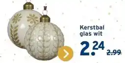 GAMMA Decoris kerstbal glas gedecoreerd wolwit Ø 8 cm per stuk aanbieding