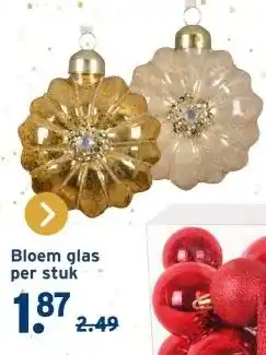 GAMMA Decoris glasfiguur kersthanger bloem goud creme Ø 8 cm per stuk aanbieding