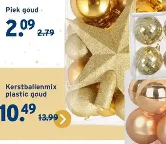 GAMMA Christmas Goods kerstballen mix kunststof goud inclusief piek aanbieding