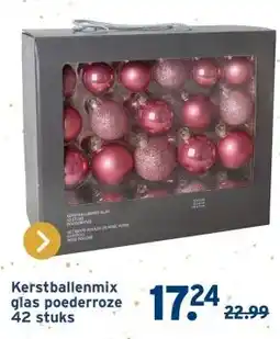 GAMMA Christmas Goods kerstballen mix glas 42 stuks poederroze aanbieding