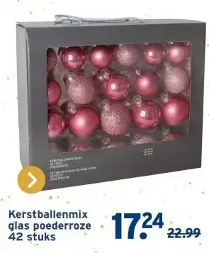 GAMMA Christmas Goods kerstballen mix glas 42 stuks poederroze aanbieding