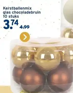 GAMMA Christmas Goods kerstballen mix glas 10 stuks chocolade bruin aanbieding