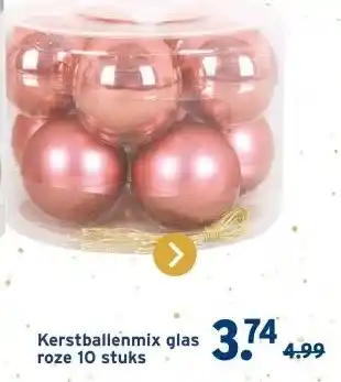 GAMMA Christmas Goods kerstballen mix glas 10 stuks donkerroze Ø 16 cm aanbieding