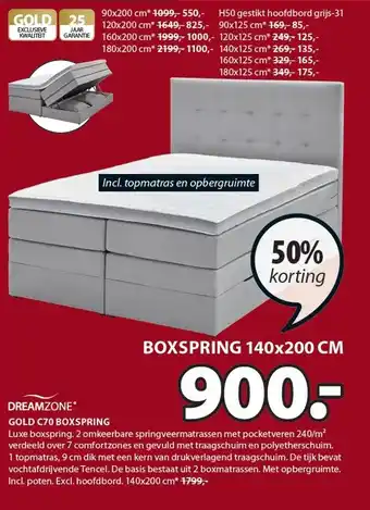 Jysk Dreamzone Gold C70 Boxspring aanbieding