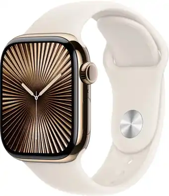Coolblue Apple Watch Series 10 4G 42mm Titanium Goud Sportband M/L aanbieding