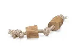 Welkoop Beeztees Patries - Flostouw - Koffiehout - Hondenspeelgoed - Hout|Wit - Medium aanbieding
