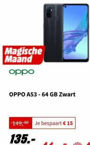 MediaMarkt Oppo A53 64Gb zwart aanbieding