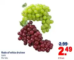 Makro Rode of witte druiven aanbieding