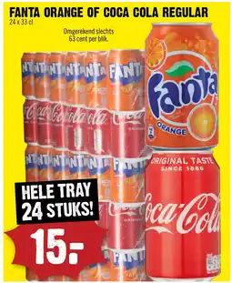 Dirck 3 Fanta orange of coca cola regular aanbieding