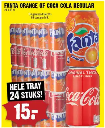 Dirck 3 Fanta orange of coca cola regular aanbieding