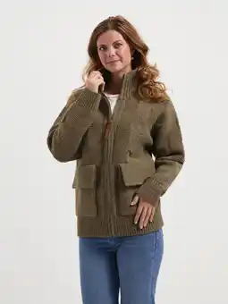 ANWB Mgo Tamar Dames Outdoorvest Grof gebreid Bruin aanbieding