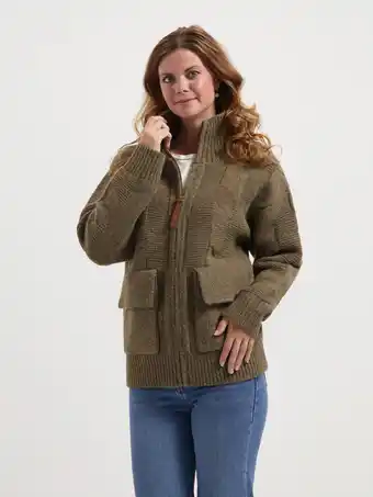 ANWB Mgo Tamar Dames Outdoorvest Grof gebreid Bruin aanbieding