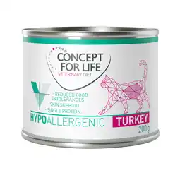 Zooplus 12 x 200 g Concept for Life Veterinary Diet Hypoallergenic Kalkoen natvoer voor volwassen katten aanbieding