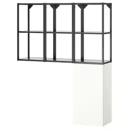 IKEA Enhet witte opberger. Modern design, metalen frame, glazen planken aanbieding
