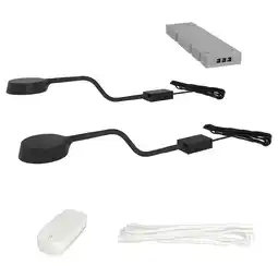 IKEA Ytberg kastverlichting: 2 zwarte lampkoppen, grijze voeding, witte dimmer, regelbaar aanbieding