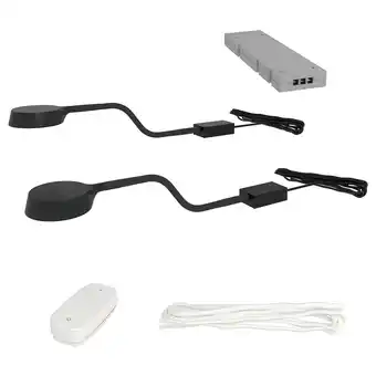 IKEA Ytberg kastverlichting: 2 zwarte lampkoppen, grijze voeding, witte dimmer, regelbaar aanbieding