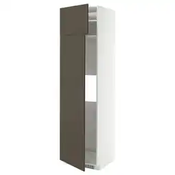 IKEA Moderne hoge kast met donkerbruine deuren en witte omlijsting, strak design aanbieding
