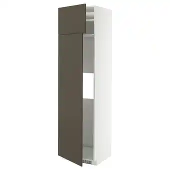 IKEA Moderne hoge kast met donkerbruine deuren en witte omlijsting, strak design aanbieding