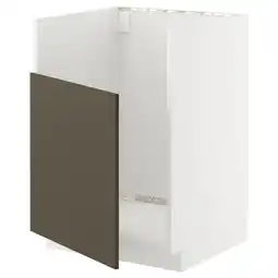 IKEA Een metod keukenkast in wit met een donkerbruine deur, met een klikscharnier en een stevig frame aanbieding