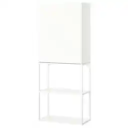 IKEA Een wit enhet opbergmeubel met een wandkast en open planken voor keuken, bad of wasgoed aanbieding