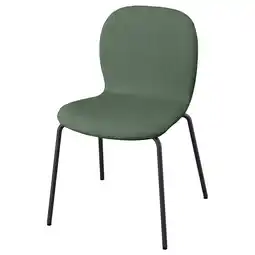 IKEA SkÅlsta Eetkamerstoel, Knäbäck grijs-groen/kokervormig metaal/zwart-grijs aanbieding