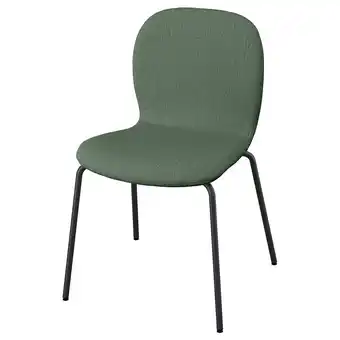IKEA SkÅlsta Eetkamerstoel, Knäbäck grijs-groen/kokervormig metaal/zwart-grijs aanbieding
