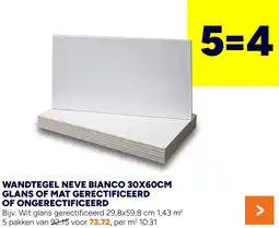 BOUWMAAT Wandtegel neve bianco glans of mat gerectificeerd of ongerectificeerd aanbieding