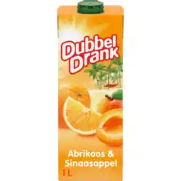 Jumbo DubbelDrank Abrikoos & Sinaasappel 1 L aanbieding