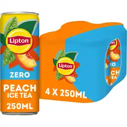 Jumbo Lipton Ice Tea Peach Zero 4 x 250 ml aanbieding