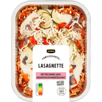 Jumbo Jumbo Familieschotel Lasagnette met Bechamelsaus, Groenten en Rundergehakt 900 g aanbieding