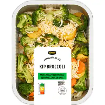 Jumbo Jumbo Familieschotel Kip Broccoli met Aardappelschijfjes, Bechamelsaus en Kaas 900 g aanbieding