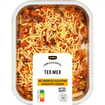 Jumbo Jumbo Familieschotel Tex Mex met Groenten, Pulled Pork en Cheddar 900 g aanbieding