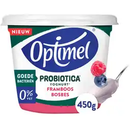 Jumbo Optimel Probiotica Yoghurt Framboos Bosbes 0% Vet 450 g aanbieding