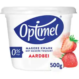 Jumbo Optimel Magere Kwark met Magere Yoghurt Aardbei 0% Vet 500g aanbieding