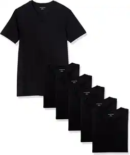 Amazon Amazon Essentials Men's Onderhemd met V-hals, Pack of 6, Zwart, L aanbieding