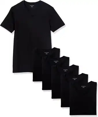 Amazon Amazon Essentials Men's Onderhemd met V-hals, Pack of 6, Zwart, L aanbieding