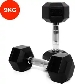 Bol.com Core Power Rubber Hex Dumbbells - 9 kg (per paar) aanbieding