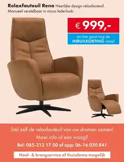 Woonsquare Relaxfauteuil Reno aanbieding