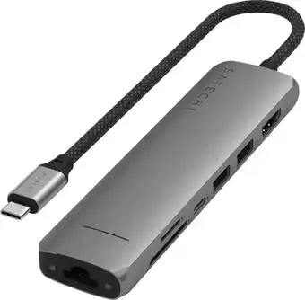 Coolblue Satechi Usb C 7-in-1 Slim Multiport Adapter met Ethernet Space Grey aanbieding